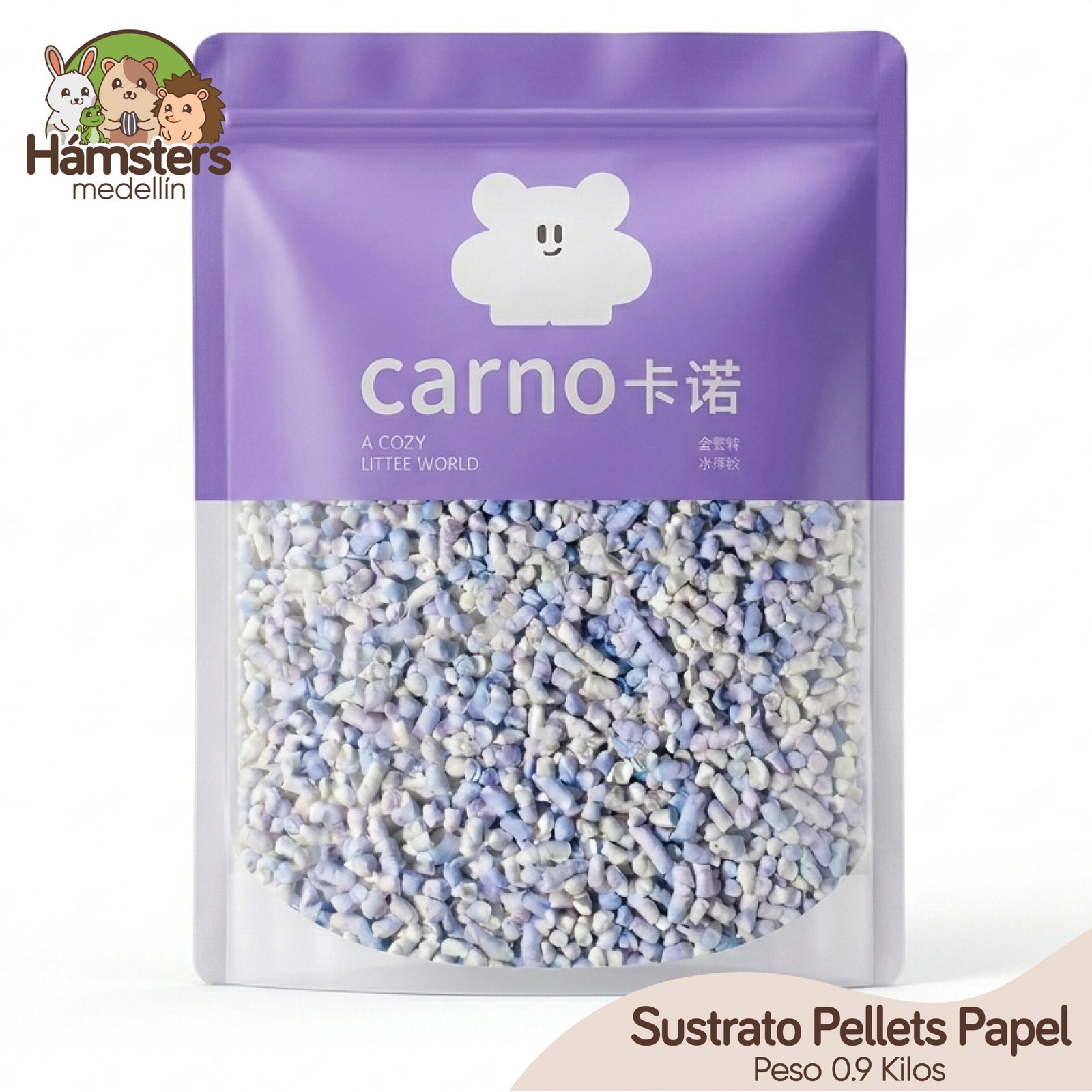 Sustrato Pellets Papel Hamsters Conejos Erizos 0.9 Kilos